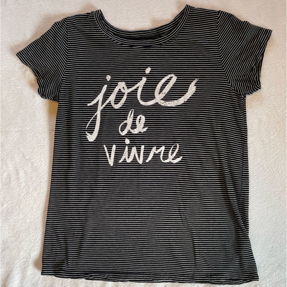 Anthropologie Sol Angeles black/white Joie de Vivre shirt sz L